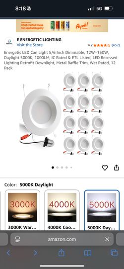 12 Pk Recessed Lights 5000k