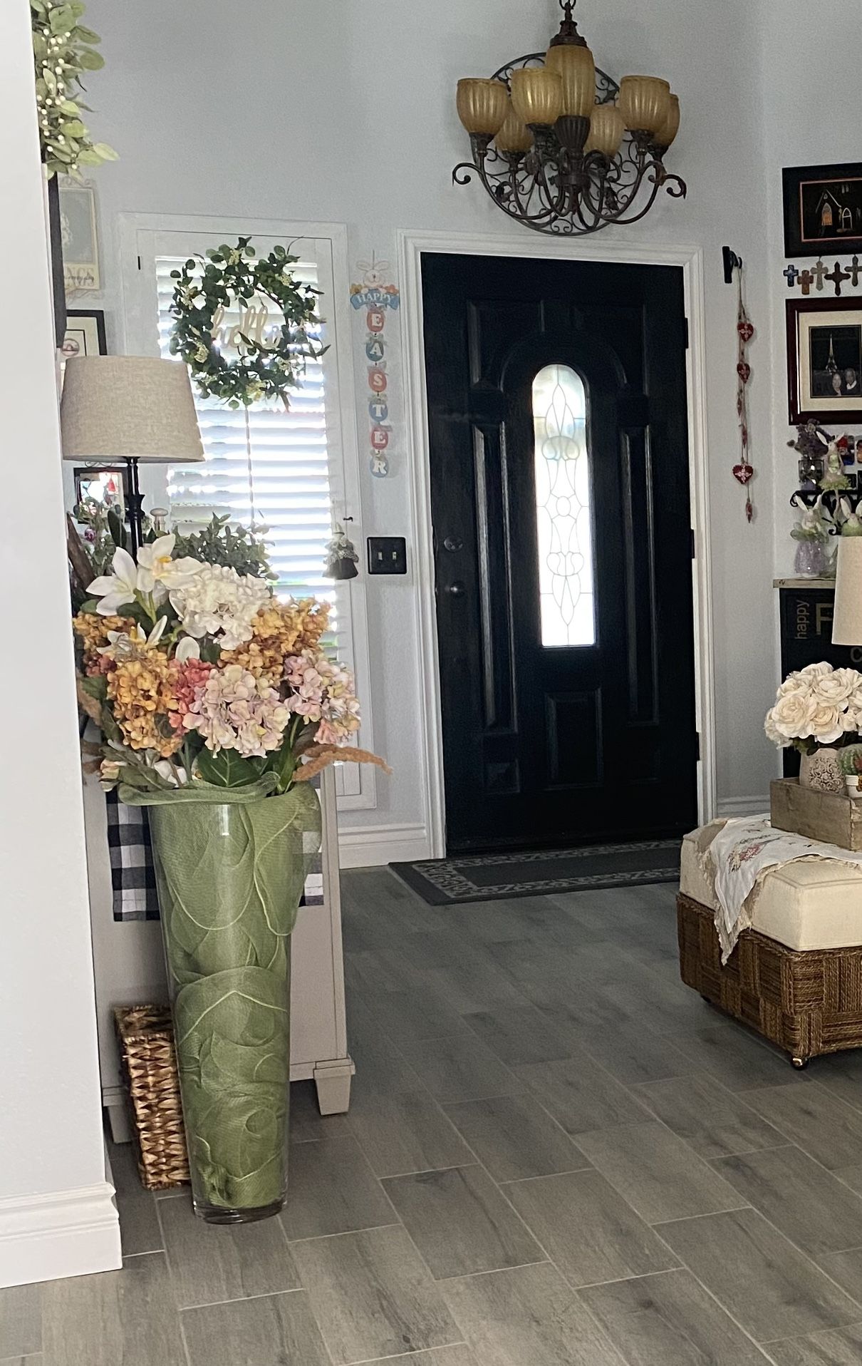 Silk Flowers And Big Vase