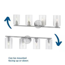 Hampton Bay 4 Vanity Light - Bathroom Wall Light / Brushed Nickel Fixture / Mode