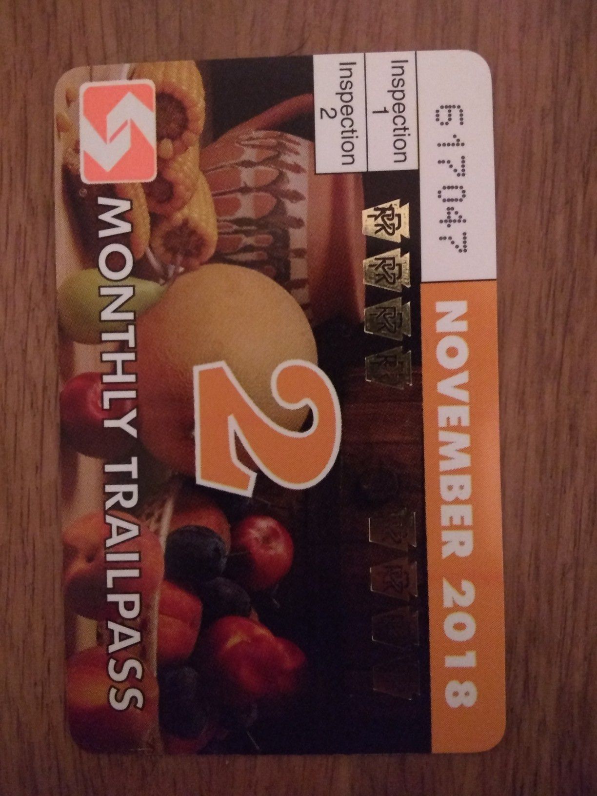 November 2018 septa monthly trail pass. Zone 2