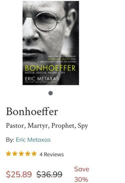 Bonhoeffer... Pastor, Martyr, Prophet, Spy