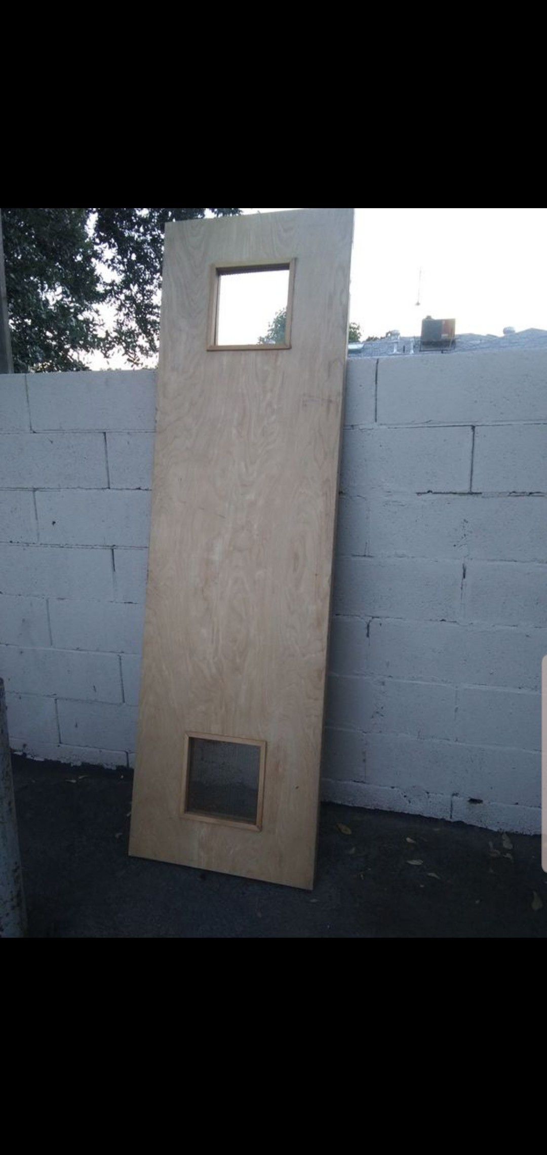 Water heater enclosure door.