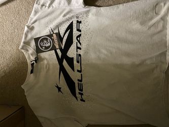 Hellstar White Graphic Tee with rhinestones