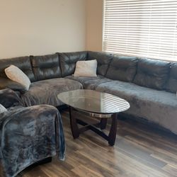 3 piece leather sectional and arm chair