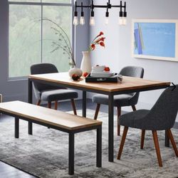 Discontinued West Elm Dining Table / Desk Industrial Solid Mango Wood & Steel Frame