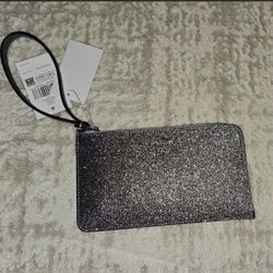 KATE SPADE: Lucy Glitter Medium L-Zip Wristlet