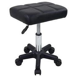 FURWOO Rectangle Rolling Stool with Wheels Height Adjustable Swivel Stool Chair for Spa Salon Massage Black *New*