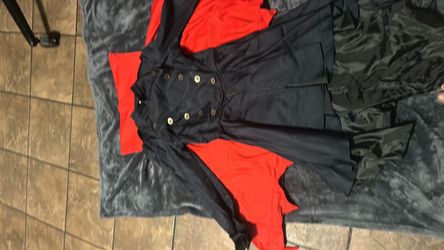 Black Double-Breasted Coat with Red Lining size small