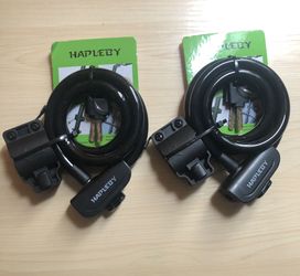 Two (2) Hapleby Bike Lock with 2pcs Keys Each Cable Black