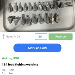 124 Lead Fishing Weights—variety