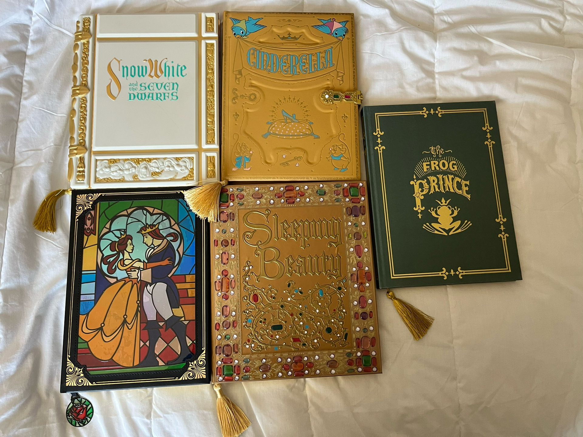 Disney Classic Princess StoryBook Journal Set Cinderella,Snow,Tiana, Aurora,Bell