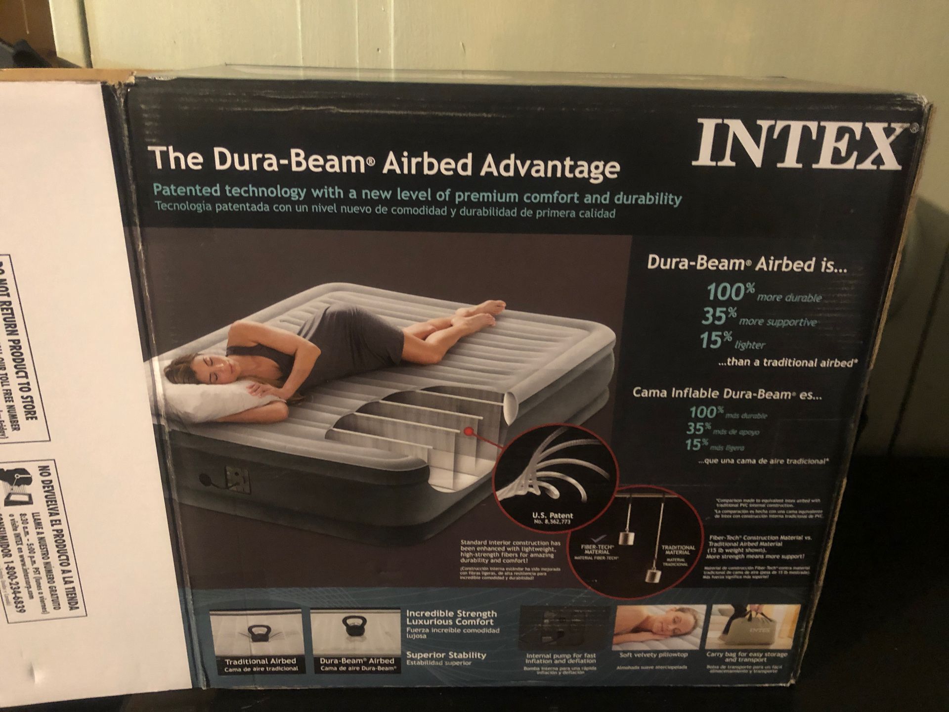 INTEX full sized air bed with built in pump