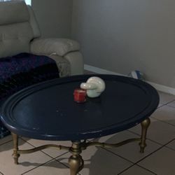 Navy Blue Table With Gold Legs