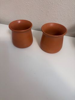 Set of 2 terracotta clay cups