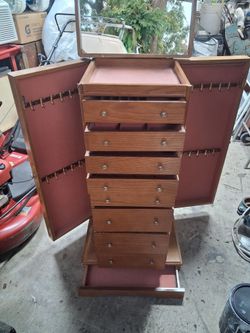 Solid Wood Large Jewelry Armoire Chest