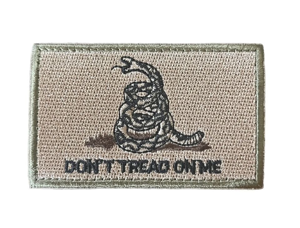 Don't Tread On Me DTOM Tactical Hook And Loop Embroider Patch. 2 Pieces Desert