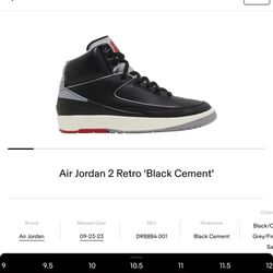 Air Jordan 2 Retro "Black Cement "