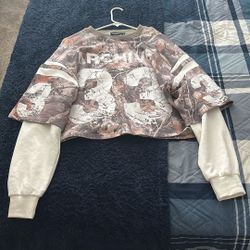 Street fashion cropped camo long sleeve