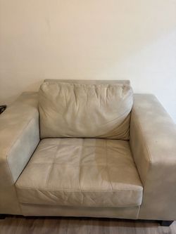Cream Leather Accent Chair