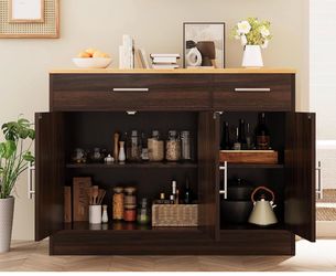 Brand New - Dark Walnut Buffet Cabinet with Drawers
