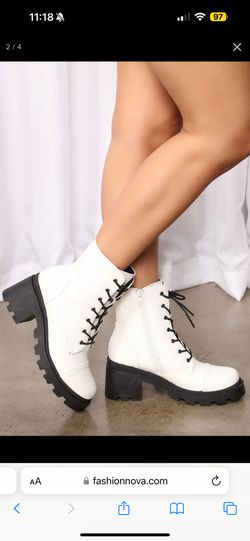 White Combat Boots