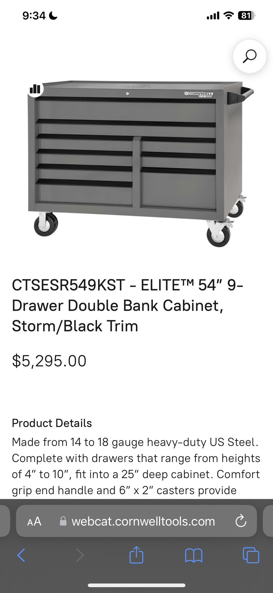 Cornwell ELITE 54” 9 Drawer Box