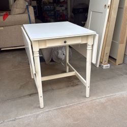 IKEA 2 Drop Leaf White Table W Drawer