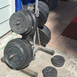 Weider Weight Set –Plates + Bar + Stand