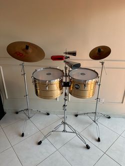 Full Meinl Timbales / Percussion Set – Cymbals, Cowbells, Blocks and Stands included