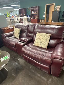 Red Leather Detachable Reclining Sofa with Cup Holders