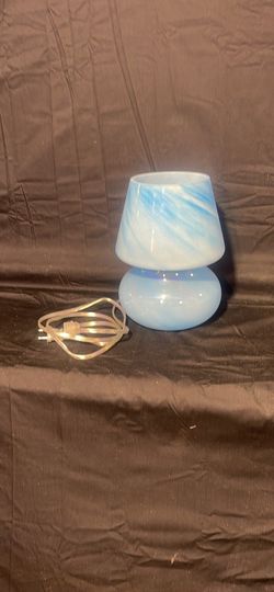 Powder blue mushroom table lamp