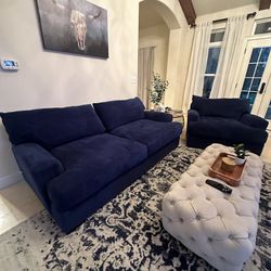 Navy Blue Couch And Oversized Chair 