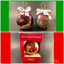 3 Vintage Coca-Cola Blown Glass Collector’s Ornaments 