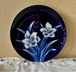 Vintage Fukagawa Arita Japanese Cobalt Blue Floral Porcelain Plate