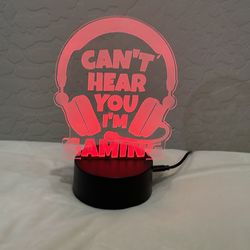 Gaming LED Desk Lamp – “Can’t Hear You I’m Gaming” RGB Light