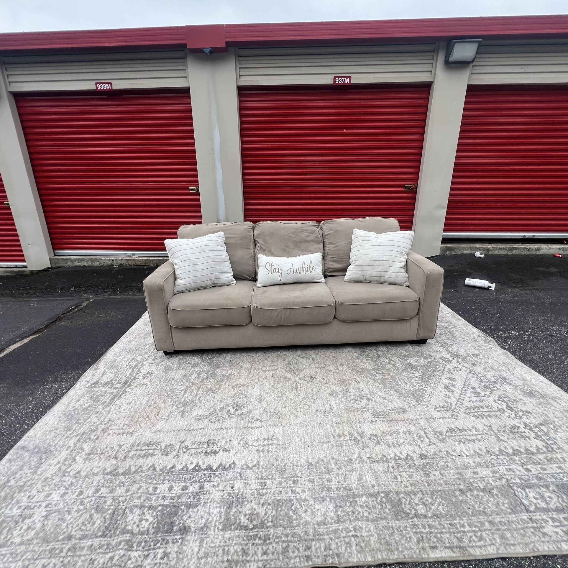FREE Delivery • Beige Pullout Sofa w/ Mattress – Clean & Comfortable