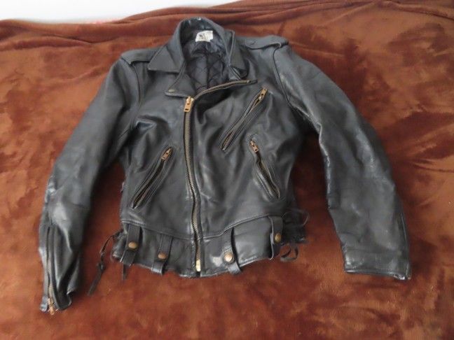 vintage rare MR S LEATHER BLACK HEAVY MOTORCYCLE BIKER JACKET M 40