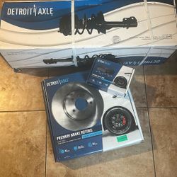 Detroit Axle Ford Taurus Sel 2013 Front Passenger side Strut And 4pc Rear Disc Rotors And Ceramic Brake Pads