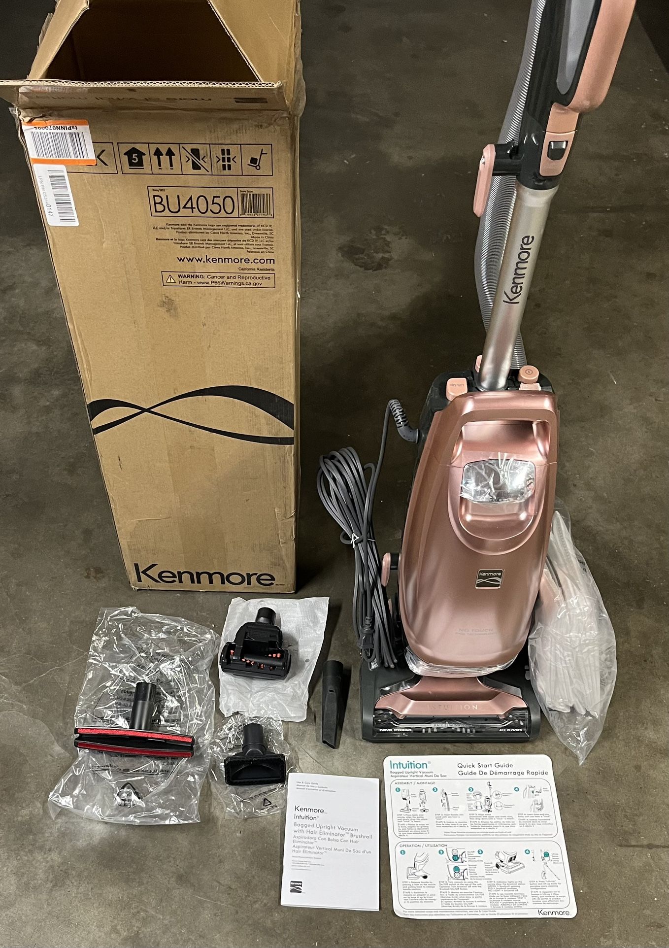 Kenmore BU4050 Intuition Bagged Upright Vacuum, liftup Cleaner with Hair Eliminator brushroll, pet Handi-Mate for Carpet, Hard Floor, Rose Gold