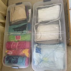 2 Underbed rolling storage bins boxes