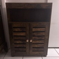 Brown Wood Finish Storage Cabinet 