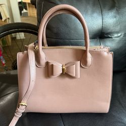 Mystique Tan Satchel Handbag with Bow Detail