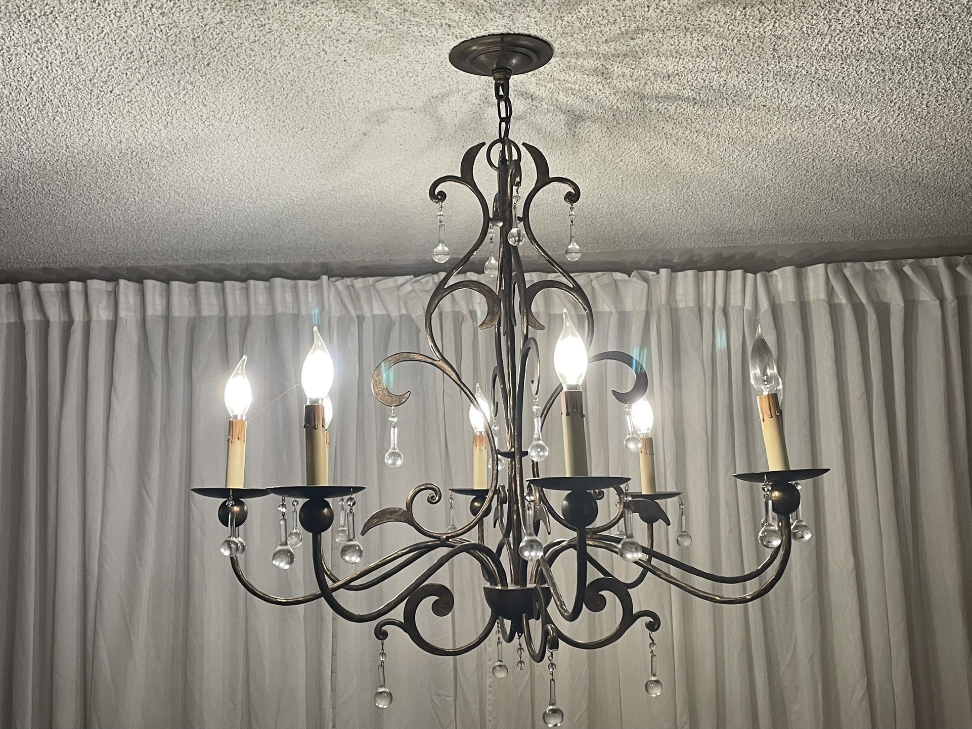Elegant Bronze Chandelier – 6 Light with Crystal Accents