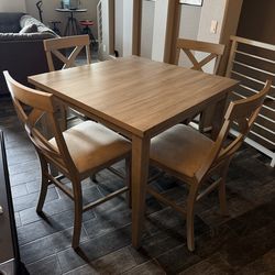 Dining Table Set – 4 Chairs – Modern Wood (Clean)