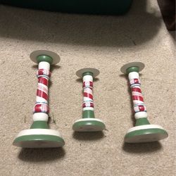 Wood Xmas Candle Holders