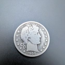 1900 Vg Barber Silver Half Dollar Coin
