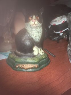 Vintage Cast Iron Cat Door Stop 1920