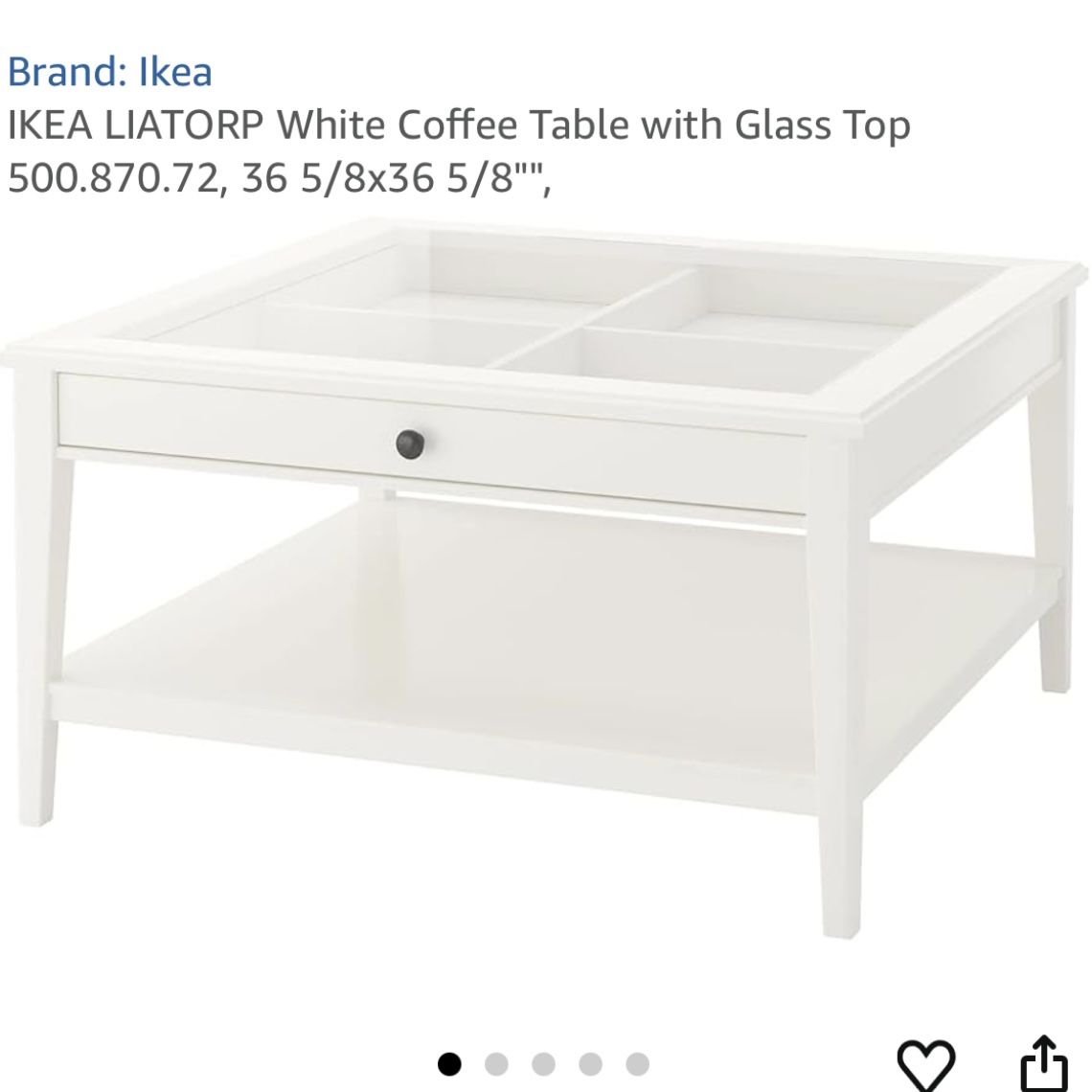 IKEA LIATORP White Coffee Table with Glass Top 500.870.72 36 5/8x36 5/8