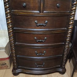 Alexandria Dresser With Mirror And Tall Chest  Of Drawers Twisted Wood 