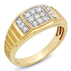 Size 11 MEN'S 14K GOLD TWO-TONE 1/2 CT. T.W. CLUSTER RING
